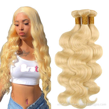 100% Virgin Unprocessed Double Wefts Hair Bundle High Quality Body Wave Brazilian Hair Bundles 613 Blonde Body Wave Hair Bundles